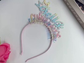Vincha FELIZ CUMPLEAÑOS con flecos 